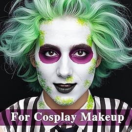 MEICOLY 3PCS Black Purple Lime Green Face Body Paint Stick Set,Face Paint for Halloween Wicked Witch,Frankenstein,Ghost,Zombie SFX Character Makeup,Elphaba Face Paint Makeup,Eye Black Stick Kit