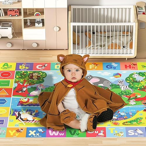 Miniatura 2 de Alfombra de juego para bebé para piso, tapete de juego antideslizante para niños pequeños y bebés, alfombra educativa ABC acolchada extra gruesa