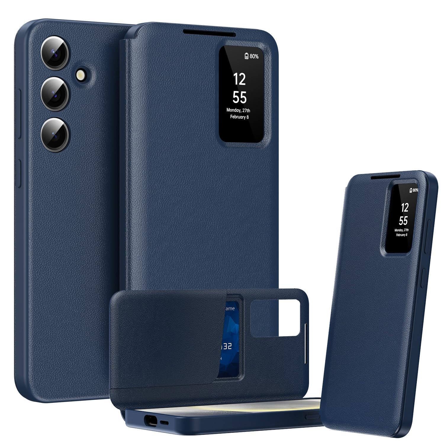 SHIEID Case for Samsung S25 – Leather & PC Frame, Flip Phone Case with Card Slot & Smart Window, Magnetic Leather Protective Cover for Galaxy S25 Case