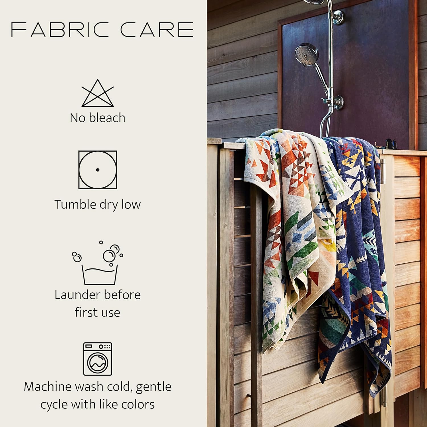 Pendleton Oversized Jacquard Spa Towels, 40 x 70 inches Bath Towels, 100% Cotton, Soft and Quick Dry for The Beach, Hot Tub, Pool - White Sands Tan