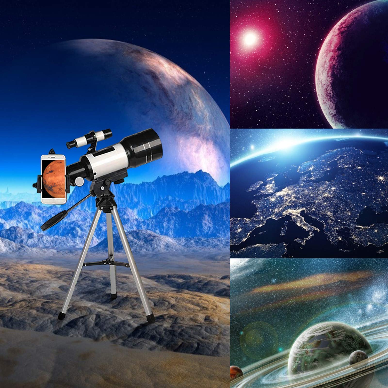 Teleskop dla astronomii dla dzieci śli początkujący, szybki teleskop refraktorowy dla astronomii 70 mm Aperture 400 mm Telescope z statywem