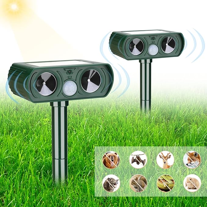 2 Pack Solar Ultrasonic Animal Repellent Review: Effective Pest Control for Gardens