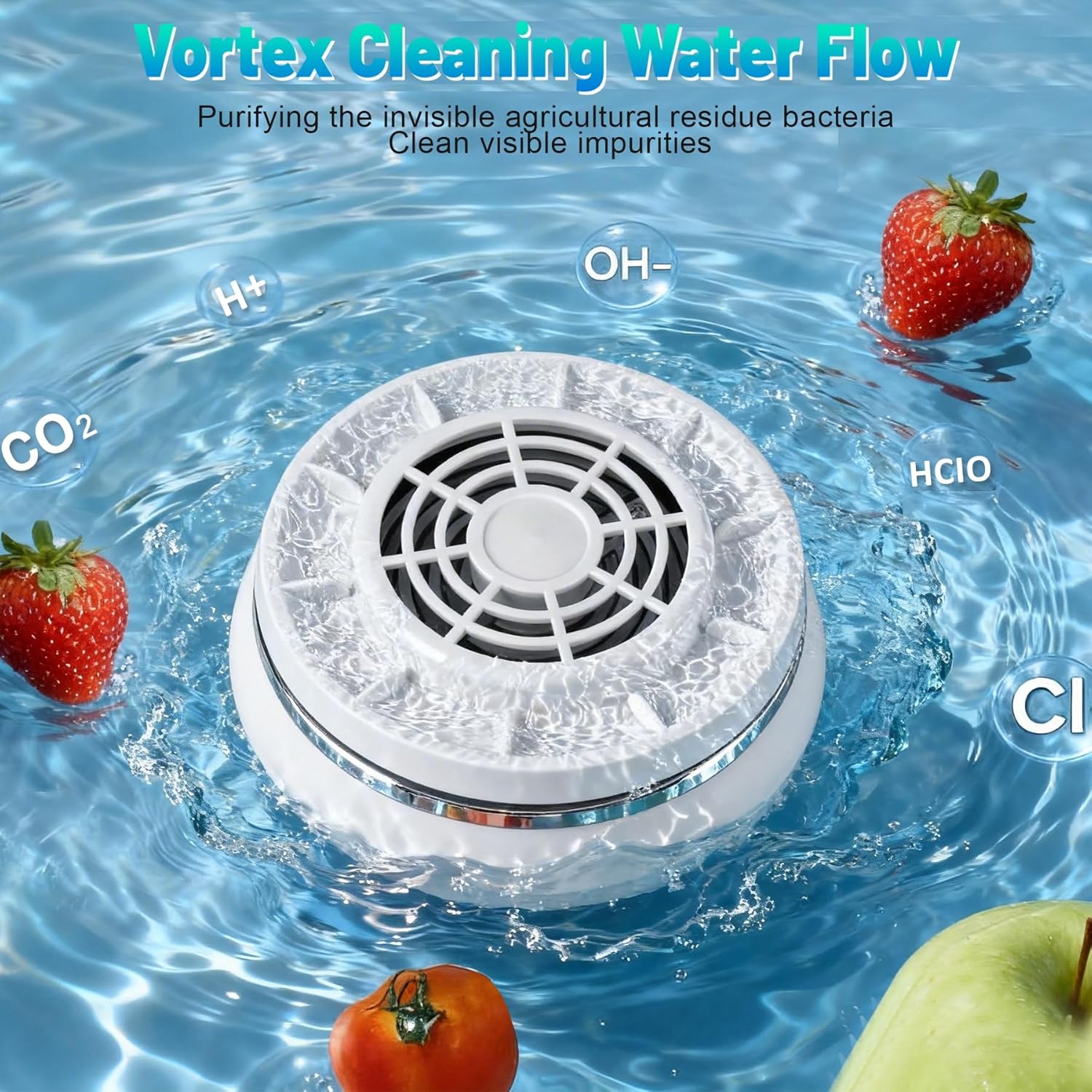 Fruit and Vegetable Washing Machine, Upgrade Wireless Fruit Cleaner Device, Titanium Electrolysis Fruit and Veggie Cleaning Machine, Waterproof Food Purifier for Fruits, Vegetables, Meat and Tableware