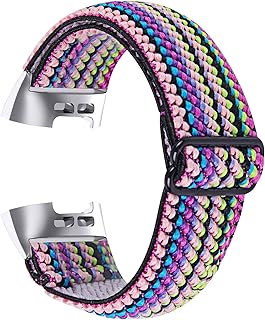Hopply Adjustable Elastic Nylon Bands Compatible with Fitbit Charge 4 / Charge 3 / 3SE Bands,Breathable Stretchy Soft Fabric Pattern Replacement Loop Strap for Women Men