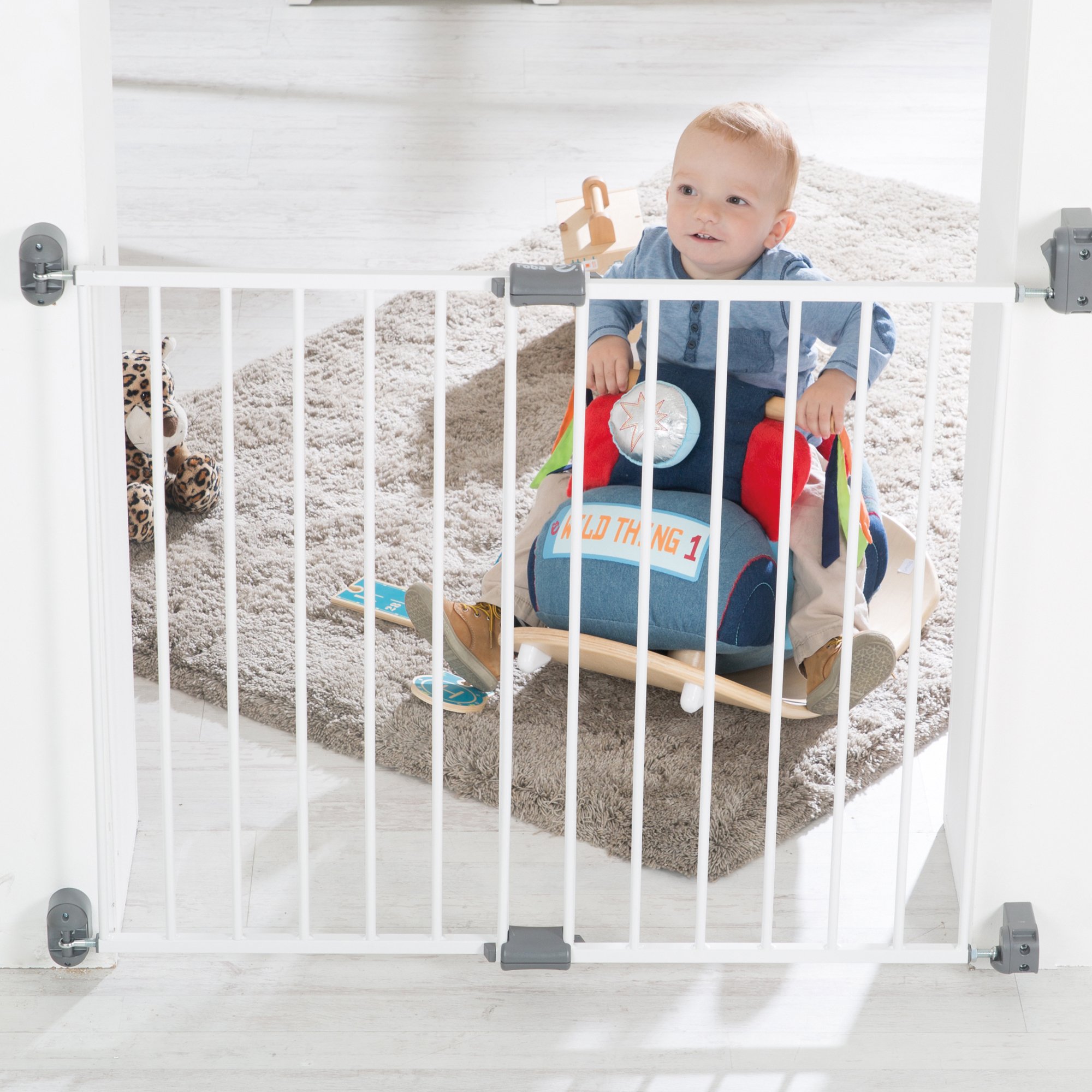 roba Cancelletto di Sicurezza per Porta "Easy Step", in Metallo, Extra Alto, Larghezza Variabile 60-97 cm, Bianco
