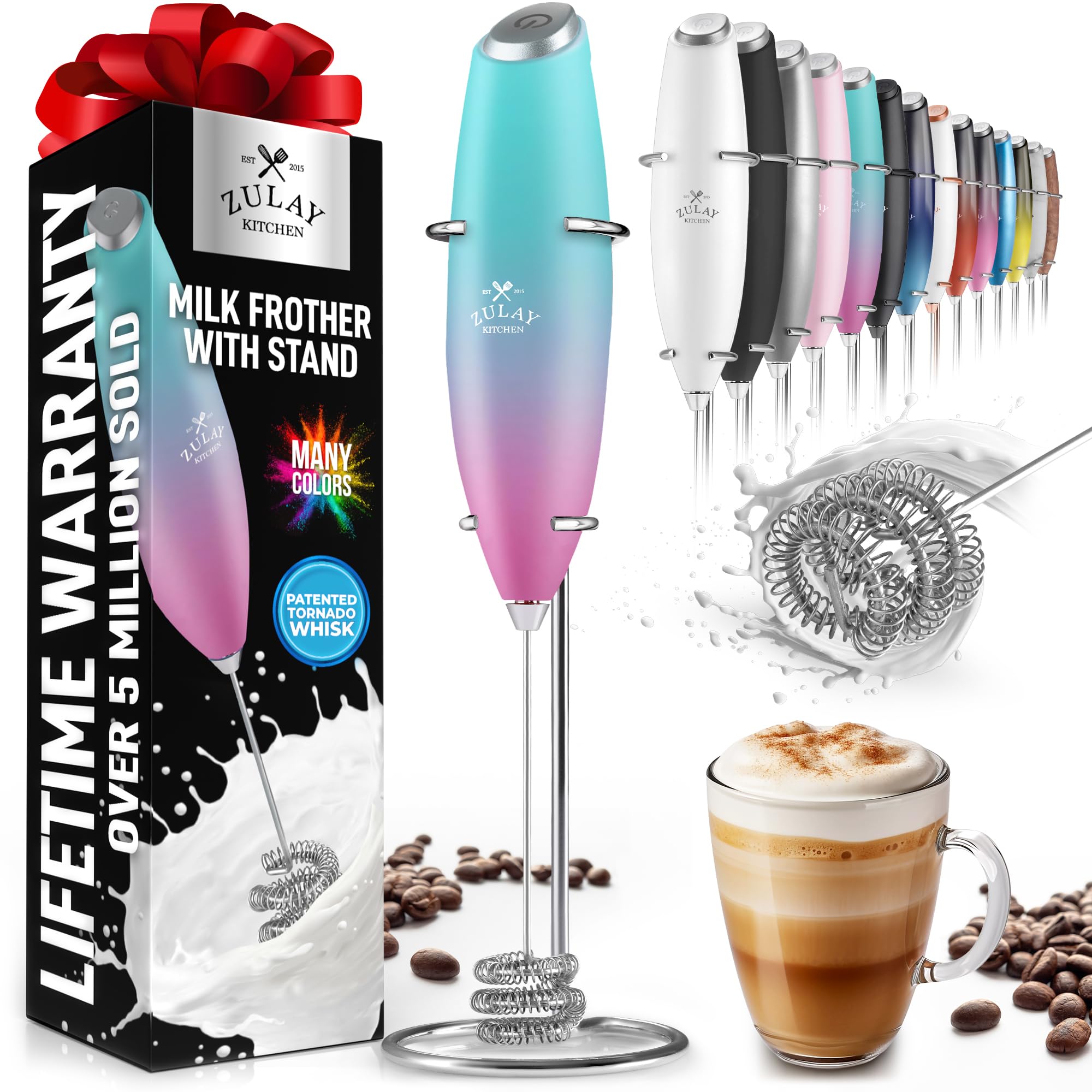 Amazon.com: Zulay Kitchen Milk Frother with Patented Tornado