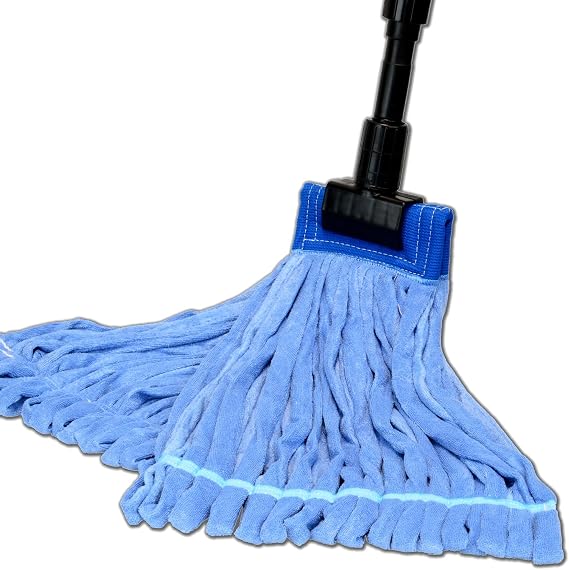 Large Microfiber Tube Mop with Stainless Steel Handle | Industrial Wet Mop | Absorbent and Durable with Great Cleaning Power (Blue)