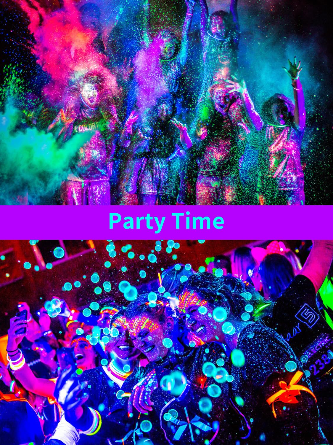 TYCOLIT 2 Packs 100W Led Black Lights Outdoor and Indoor, 3 Brightness Adjustable, IP66 Waterproof Blacklight Flood Light with Plug and Switch, 5ft Cable UV Light for Halloween Christmas Glow Party