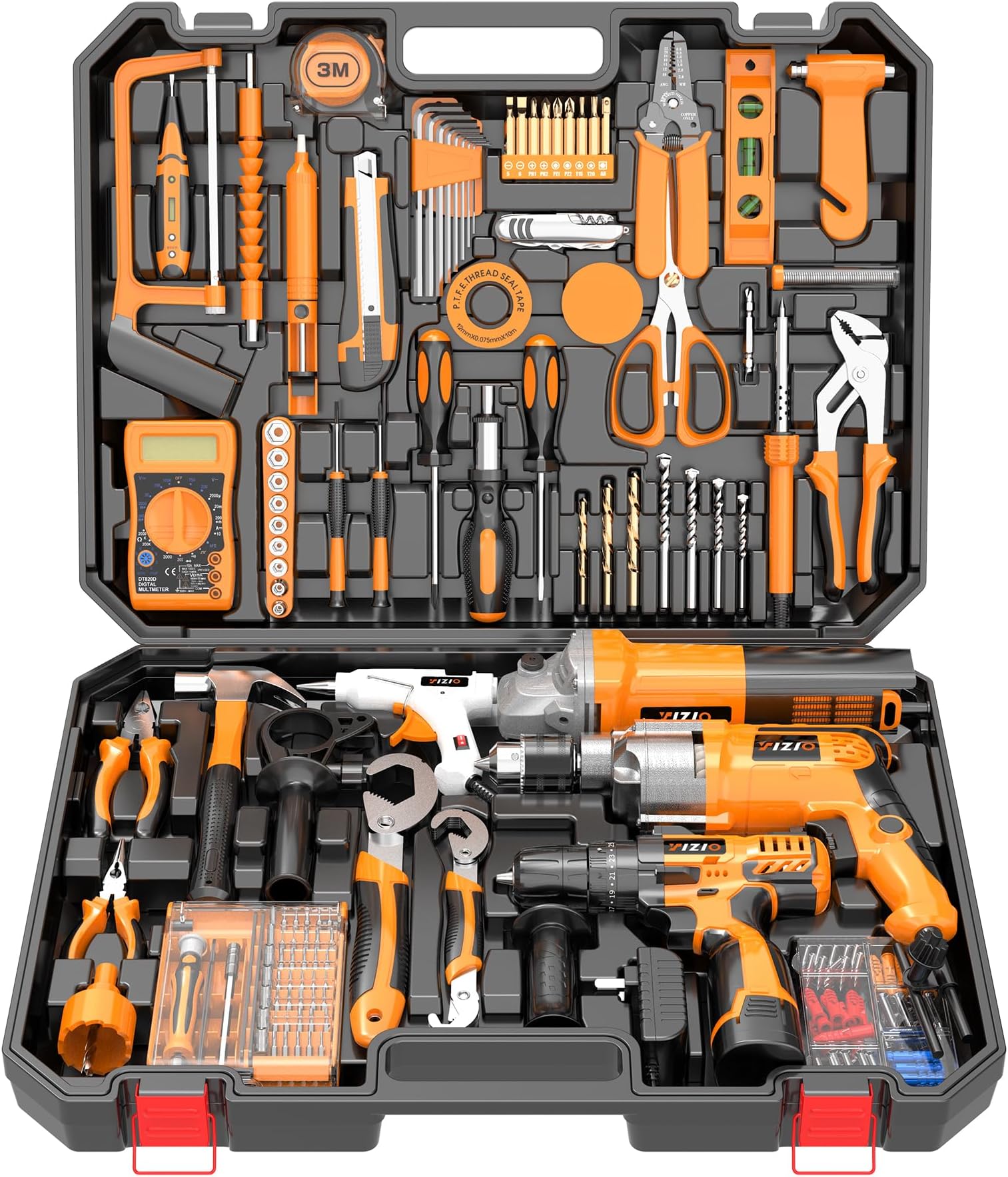 - Your Ultimate DIY Solution: 42+Piece Complete Tool Kit with Case|Includes Drill, Grinder,Extensive Hand Tools，Multimeter for Handymen & DIY Projects|The Perfect Gift for Men & Dad，Homeowners