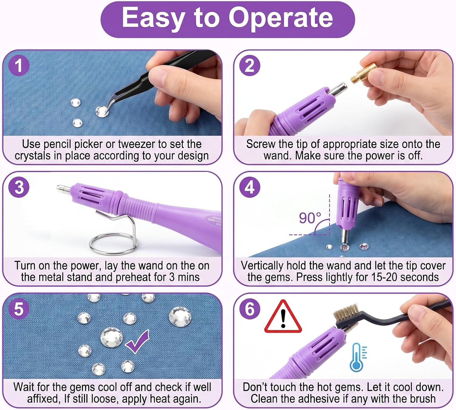 Hotfix Applicator Bedazzler Kit with 3900 PCS Rhinestones(Purple)