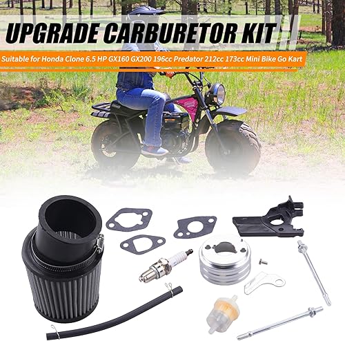 Miniatura 5 de Adaptador de filtro de aire mejorado de alto rendimiento Kit de bujías de admisión para Predator 212cc 6.5 Hp Motor Mini Bike Go Kart Racing (Plata)