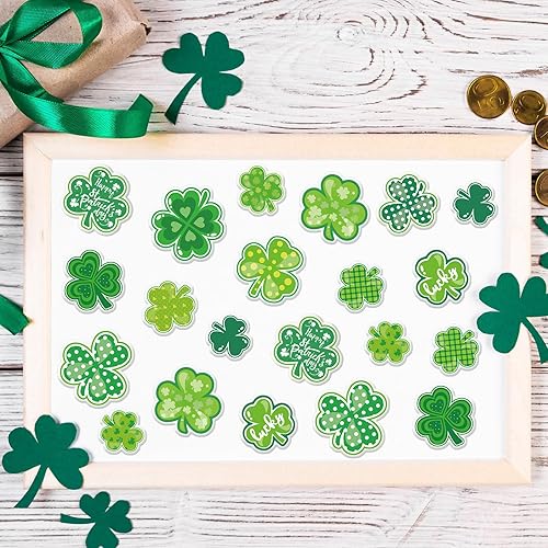 Miniatura 6 de 13 calcomanías de gel gruesas para el día de San Patricio, trébol verde, reutilizables, trébol de la suerte, para ventana irlandesa, vacaciones,