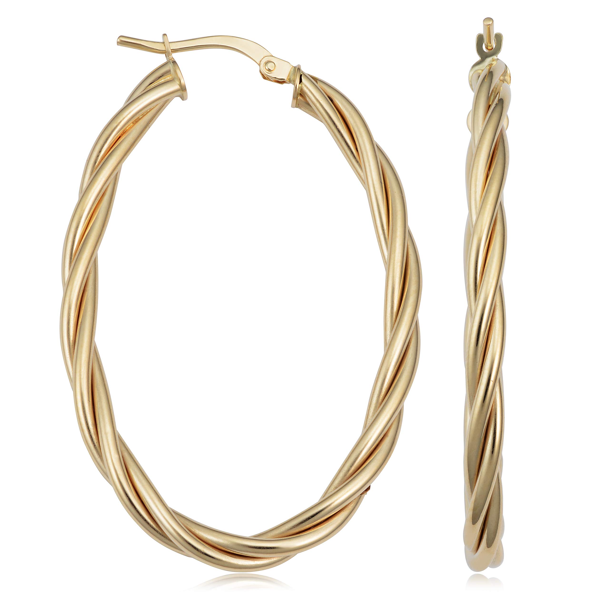 14 kイエローゴールドツイストフープイヤリング耳フープセットファインジュエリーギフト用女性用彼女