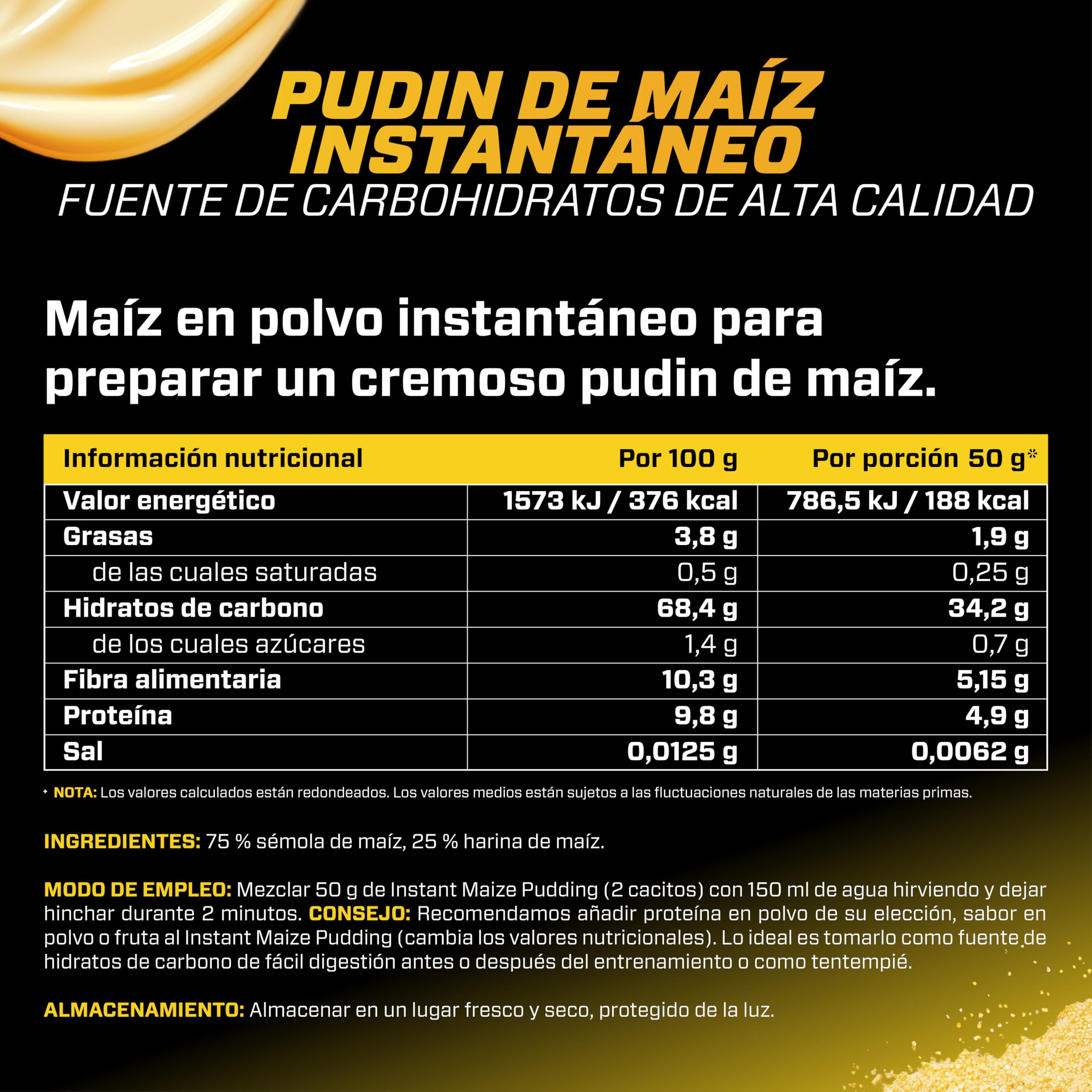 Pudin de Maiz Neutro sin Azucar 3kg - 100% Maiz - Cremoso, Vegano
