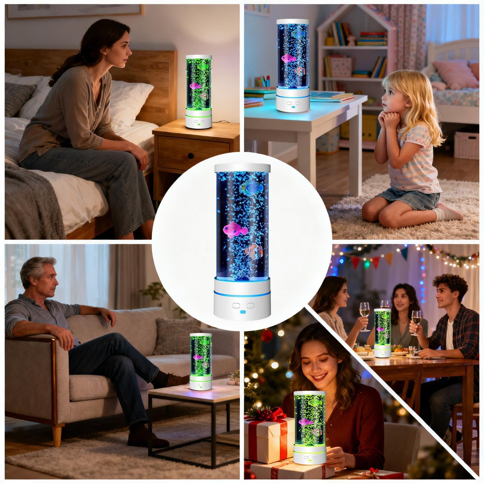 Lámpara de tubo de burbujas, control remoto LED sensorial para un ambiente relajante, efecto de agua, estilo acuario con luz de torre de burbujas, iluminación decorativa de estado de ánimo para
