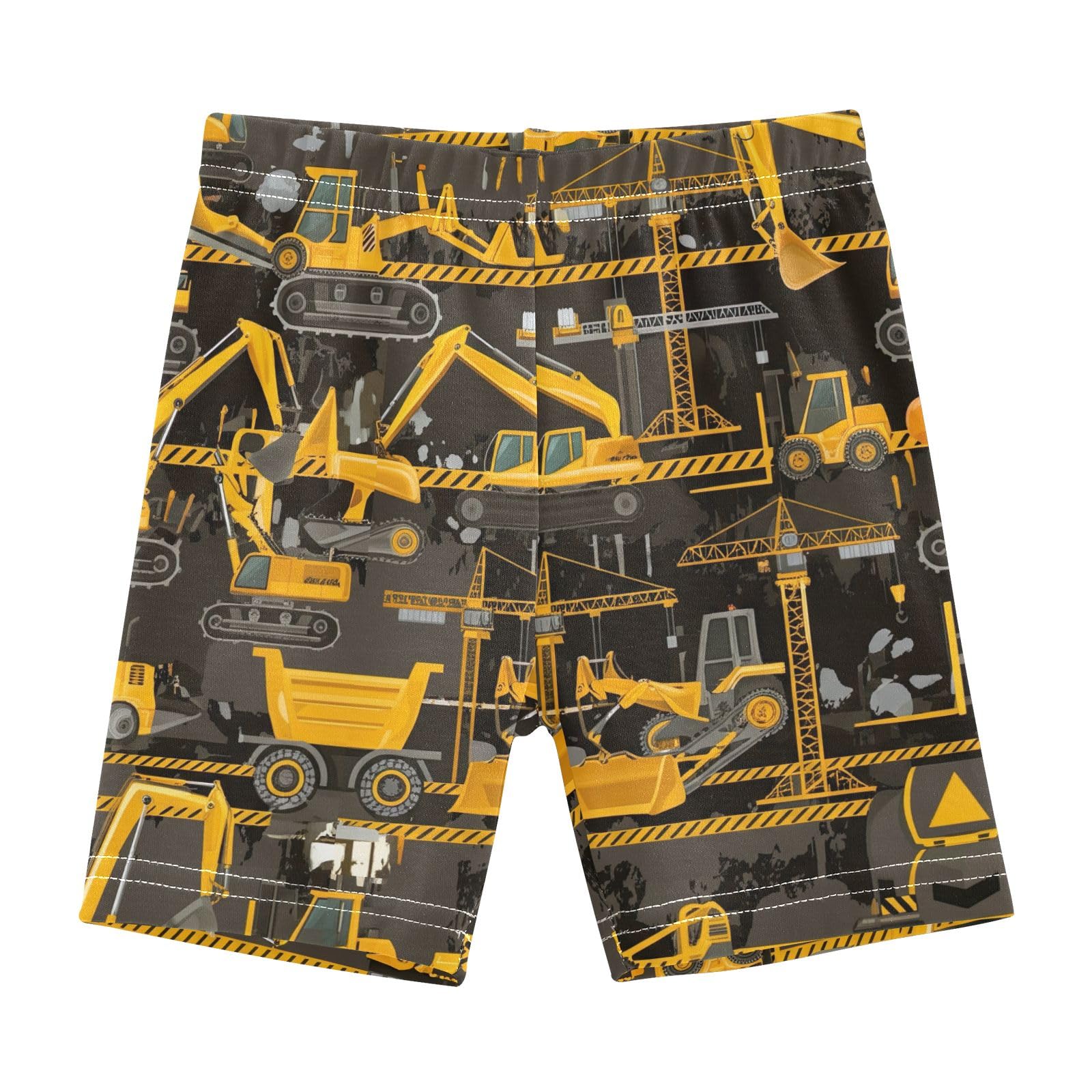 CHIFIGNO Cute Construction Vehicles Yellow Cartwheel Shorts for Girls Bike Shorts Breathable Under Dress Biker Short Size 8