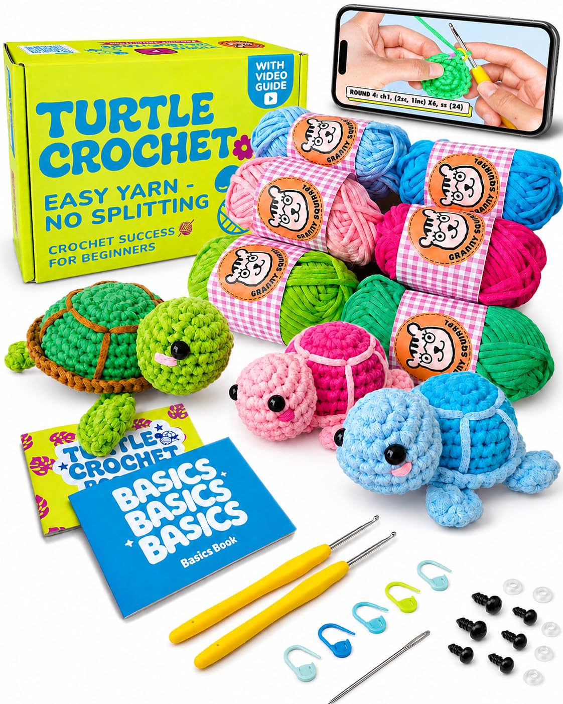 Granny Squirrel Turtle Crochet Kit - crochet kits | Mubboo