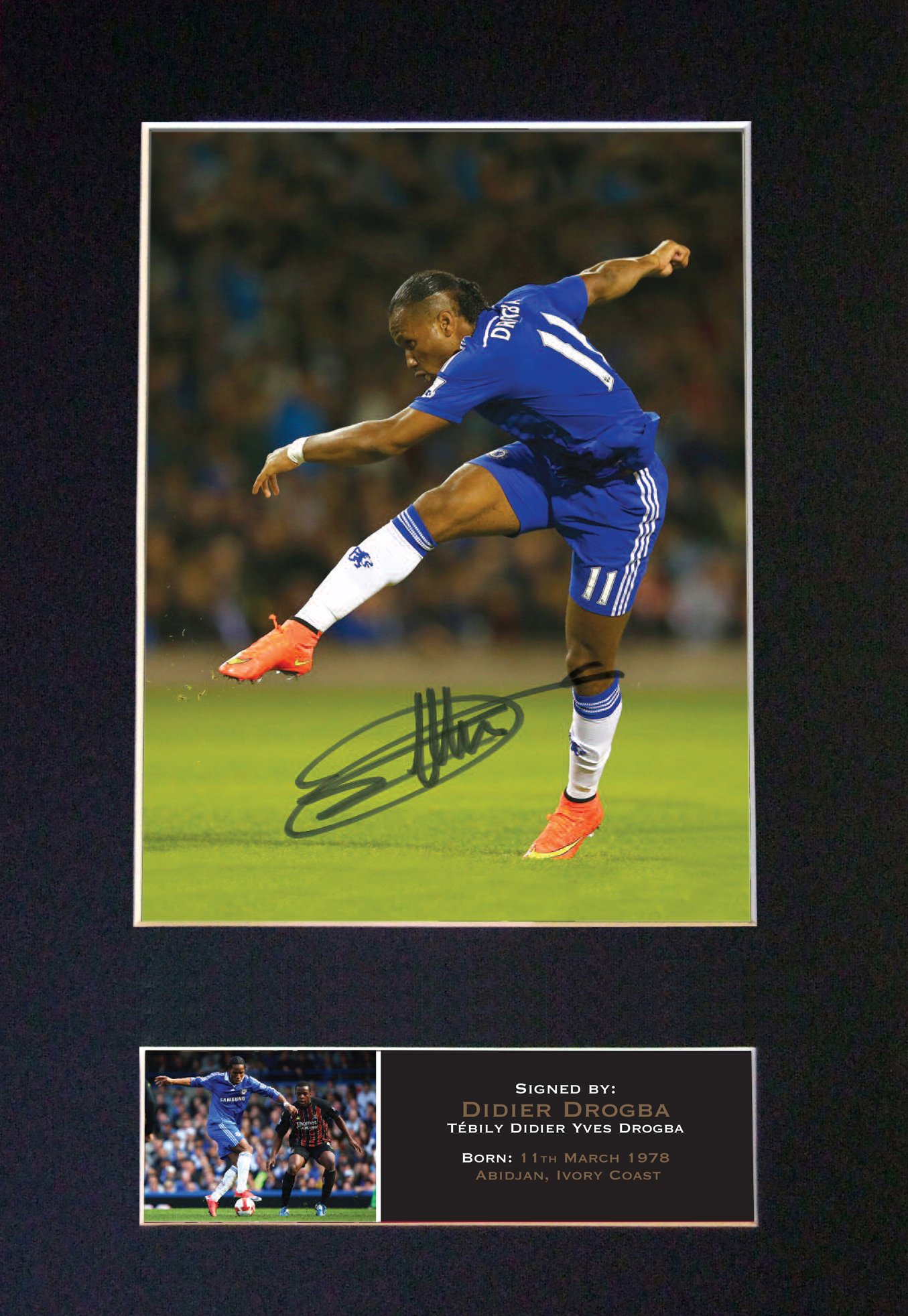 The Autograph Collector Gold,Black Didier Drogba No2 Signed Autograph Mounted Photo Reproduction Print A4 Rare Perfect Birthday (297 X 210Mm) #550 (Not Framed)
