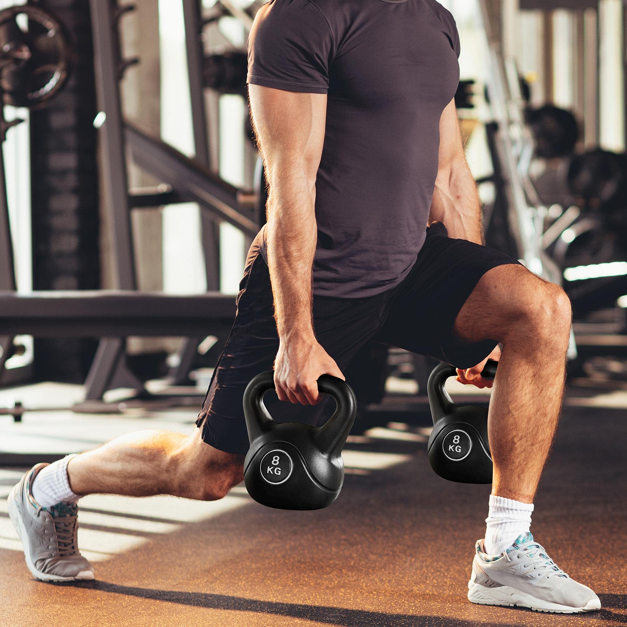 Yaheetech Kettlebell Basic zestaw hantli kulowych do fitnessu, hantli zamachowych, tworzywo sztuczne, obci??niki do treningu si?owego, 2 do 8 kg