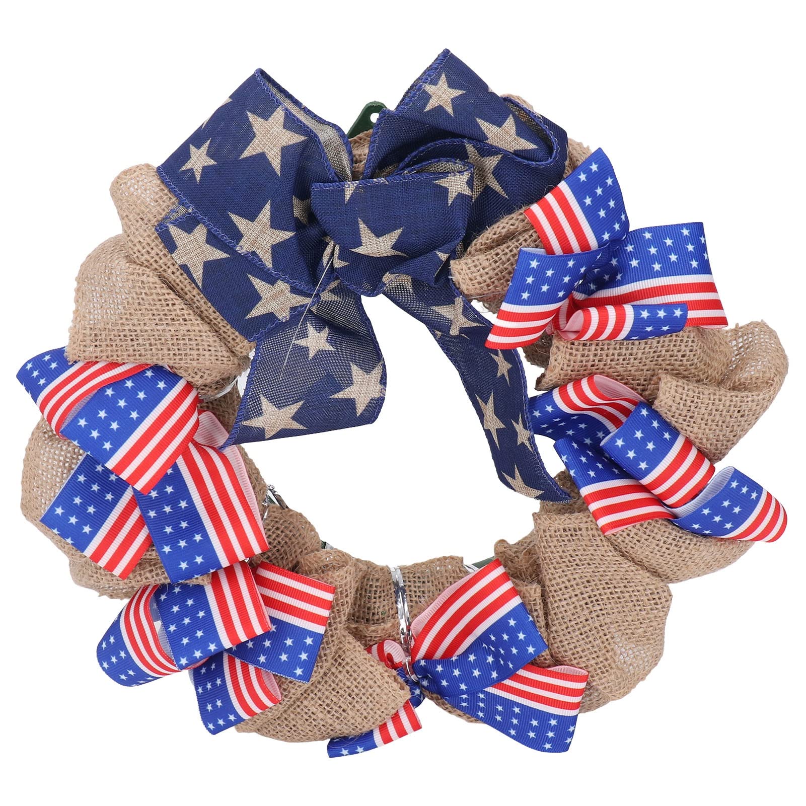 Independence Day Wreath Decorative Attractive Festive Style Hanging Use Polyester Plastic 4th of July Wreath for Door