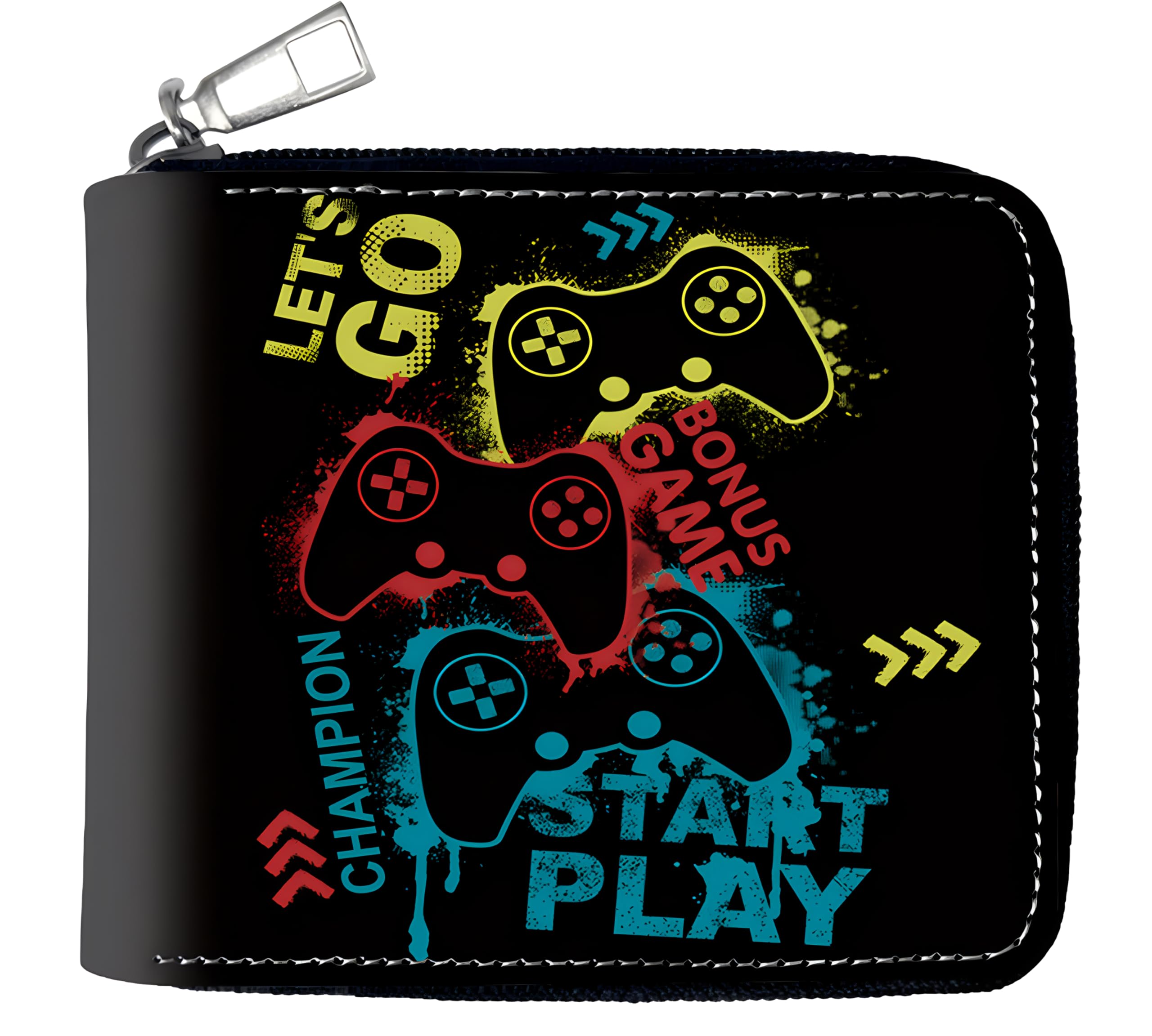 BBSET Teen Boys Wallet Gifts for Boys Gamers Gamepad Leather Zipper Wallets Credit Id Card Cash Holder Aesthetic Wallets With Coin Pocket (B-Game-3)