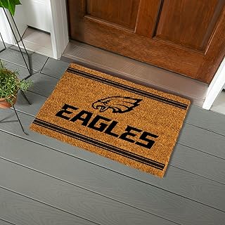 NFL Philadelphia Eagles Coir Door Mat, Indoor and Outdoor Entryway, 28 x 16 Inches, Non Slip Back...