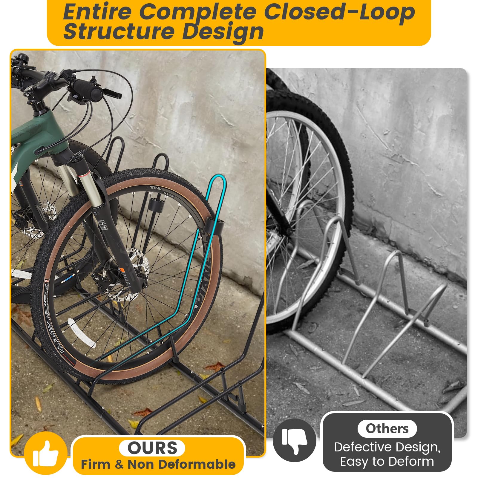 Bike Stand for 3 Bikes, Anti-Collision Design Protects Disc Brake & Derailleur, Waterproof Bike Rack Indoor/Outdoor/Garage Use, Fits Road/Kids/MTB Bicycles with 12"-29" Tires