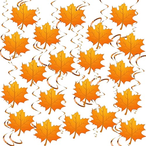 KatchOn, Hojas de otoño, paquete de 30, no se pueden hacer tú mismo, decoraciones de remolinos colgantes, decoraciones de techo de otoño para el