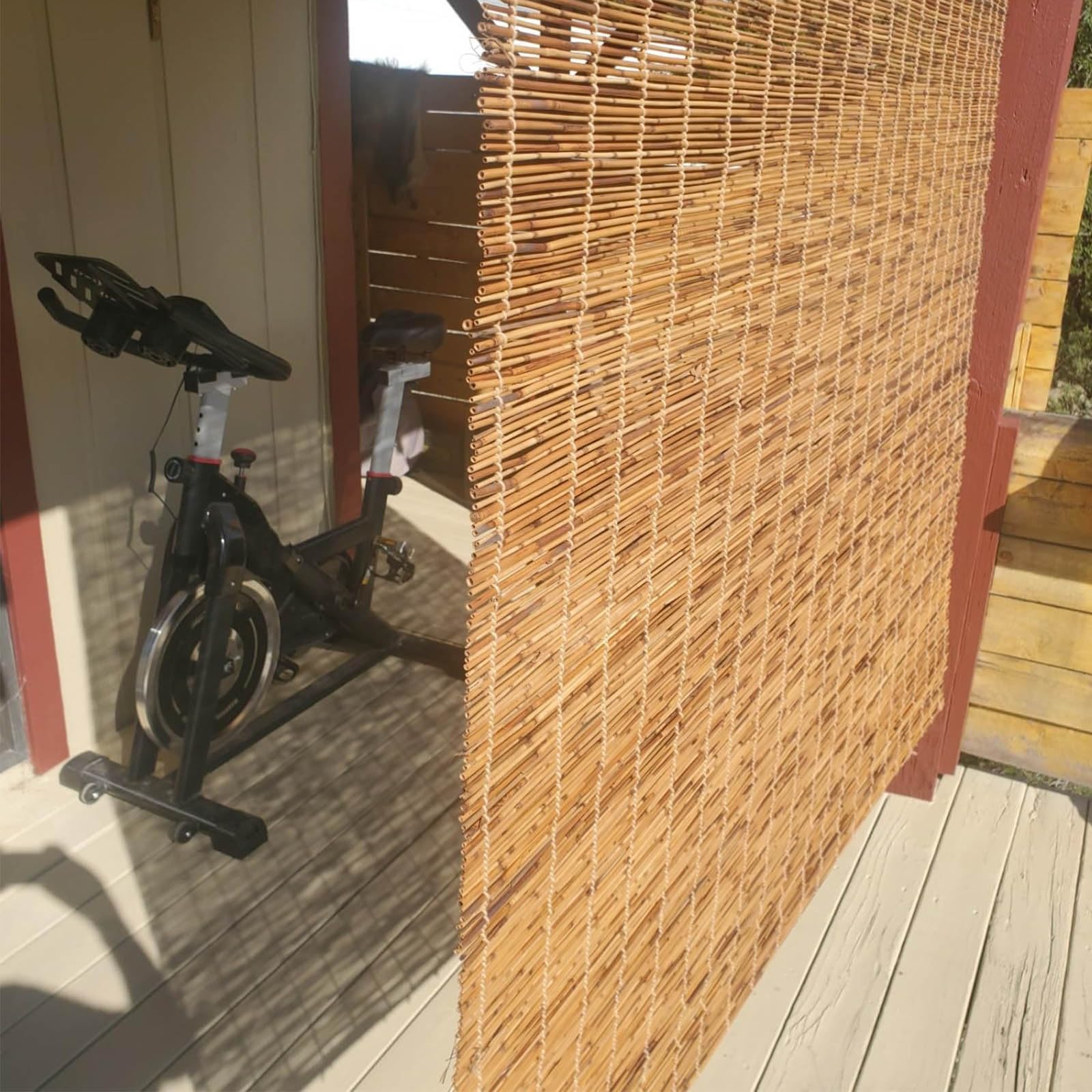 1m Bambusrollos Außen/Innen Bambus Jalousie 1.2m 1.5m Fenster Sichtschutz Wasserdicht Bambus Rollo 1.4m 1.3m Breite Schilfrohrvorhang(165W x 170L cm)