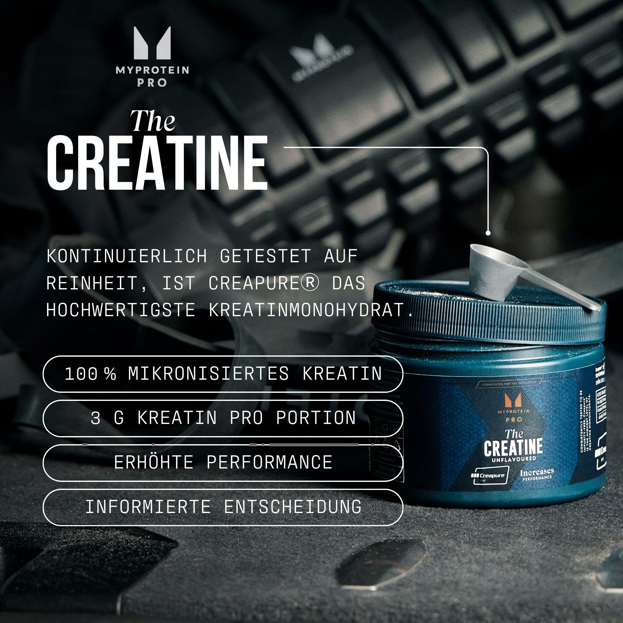 Myprotein The Creatine Creapure® 1kg Geschmacksneutral | 3.4 Gramm pro Portion | Mikronisiertes Kreatin-Monohydrat-Pulver | Reines Creapure® | Hohe Reinheit | Premium Kreatin-Nahrungsergänzungsmittel