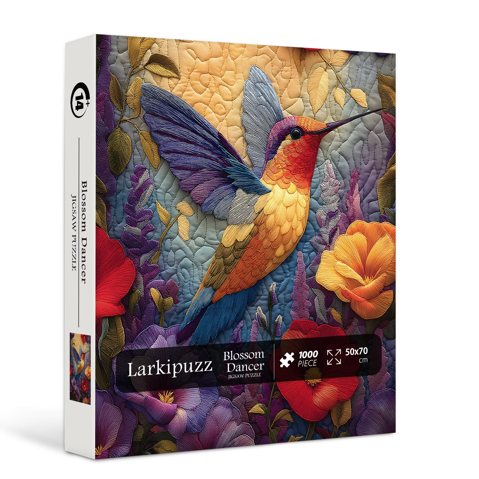 Photo 1 of ***FACTORY SEALED***Hummingbird Puzzles for Adults 1000 Pieces, Larkipuzz Bird Patchwork Puzzle Embroidery, Unique Vintage Quilting Flower Jigsaw Puzzles for Home Decor***FACTORY SEALED***