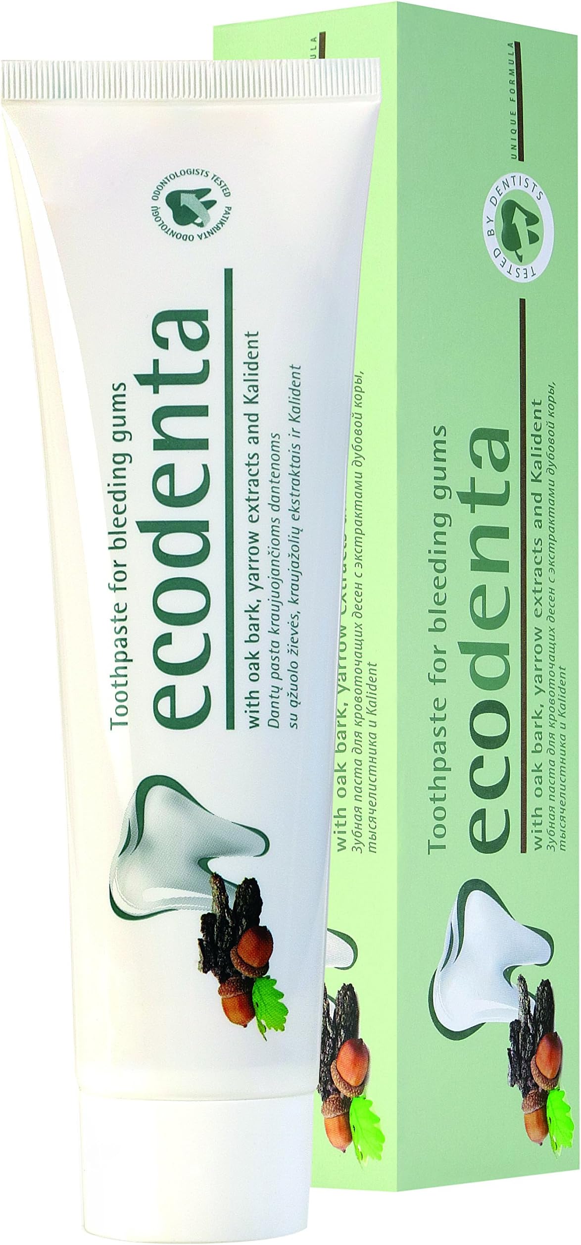 Ecodenta 100 ml Toothpaste for Bleeding Gums with Oak Bark/Yarrow Extracts and Kalident (Pack of 2)