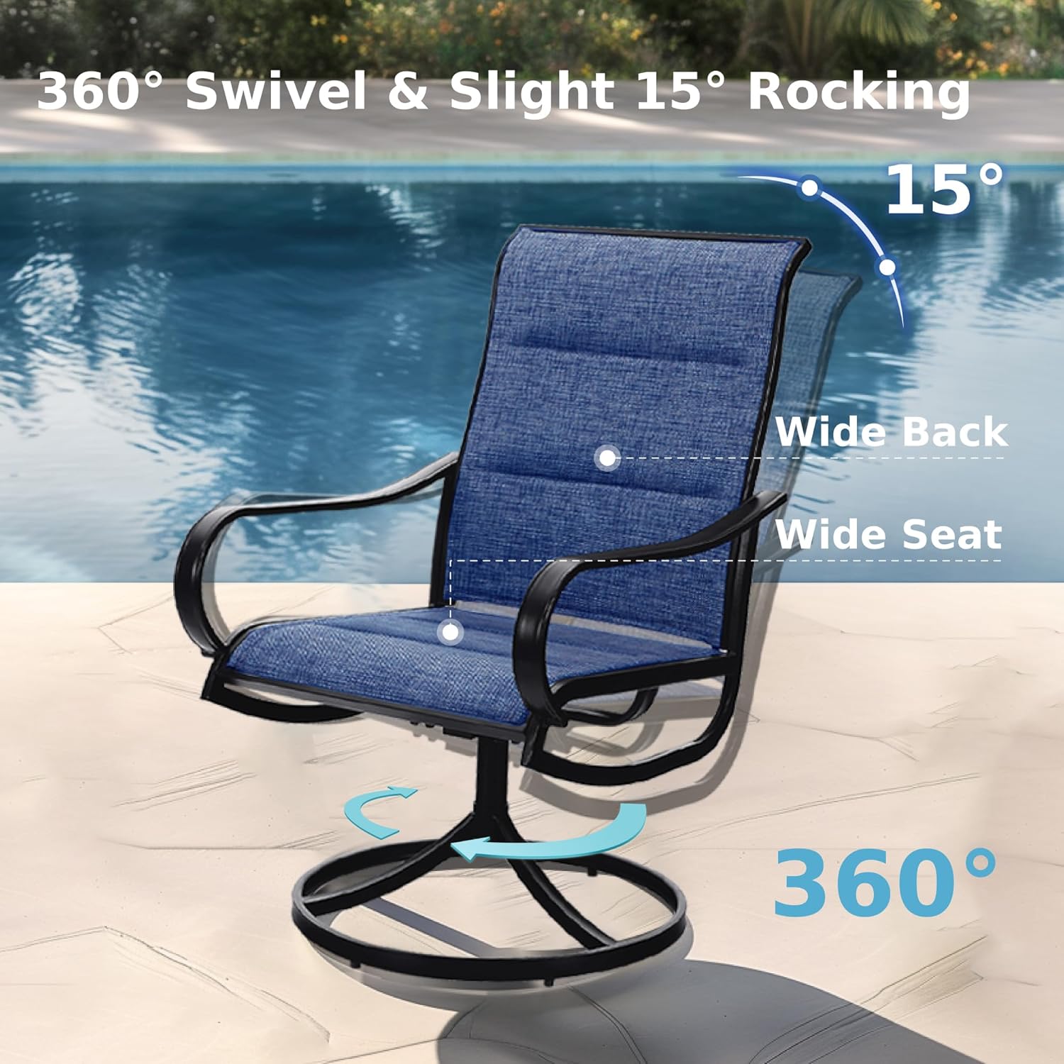 MFSTUDIO Patio Table and Chairs Set of 4, Outdoor Dining Set for Deck/Backyard/Poolside/Garden, 5 Piece Patio Furniture Set with Umbrella Hole