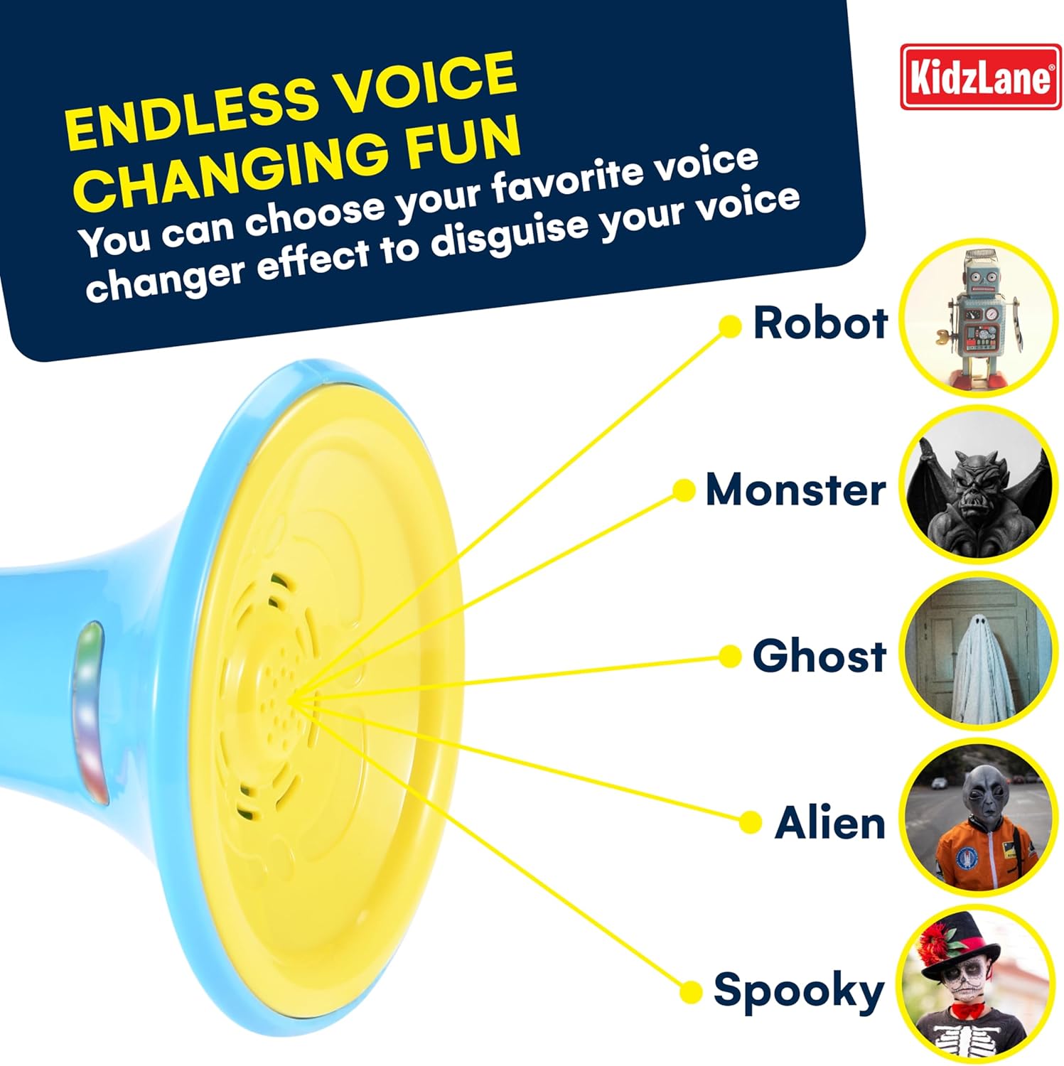 Kidzlane Voice Changer for Kids - Megaphone with LED Lights and 5 Sound Effects - Voice Changer Toy for Boys and Girls Age 5 and Up - Blue - Image 5