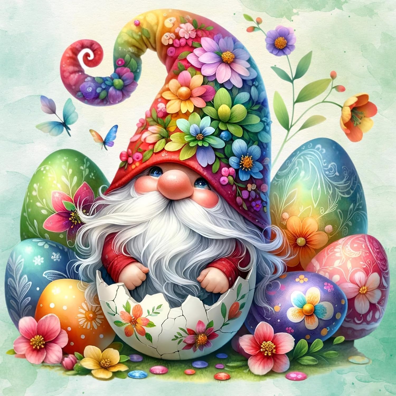 Gnome Diamond Art Kits for Adults Easter Diamond Painting Kit 12x12inch