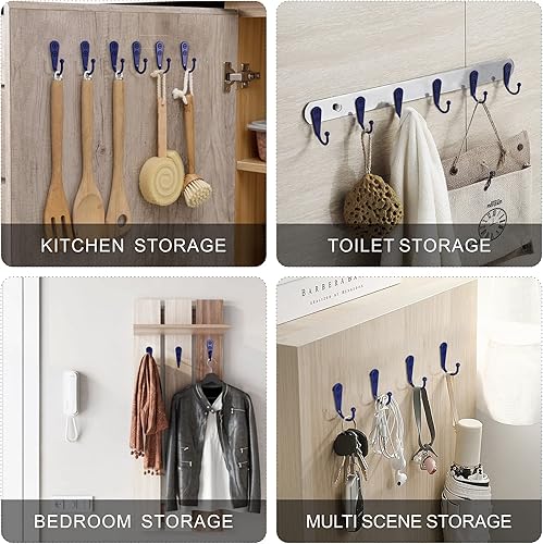 Miniatura 10 de 12 ganchos resistentes para abrigos, ganchos de pared para abrigos, mochilas, batas y sombreros, incluye 24 tornillos