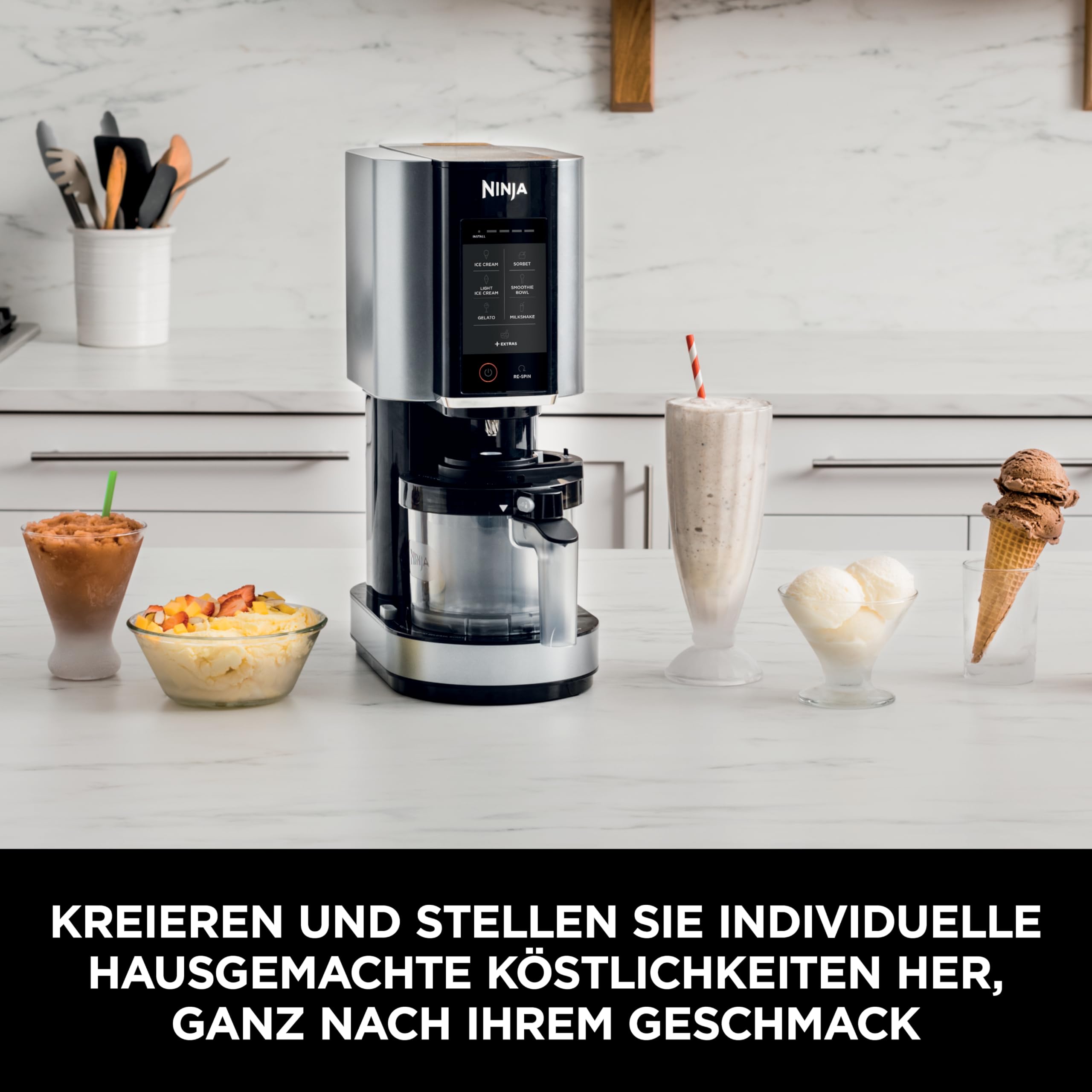 Ninja CREAMi Eismaschine NC302EU 1,4L Schwarz/Silber 7 Programme 2 Behälter