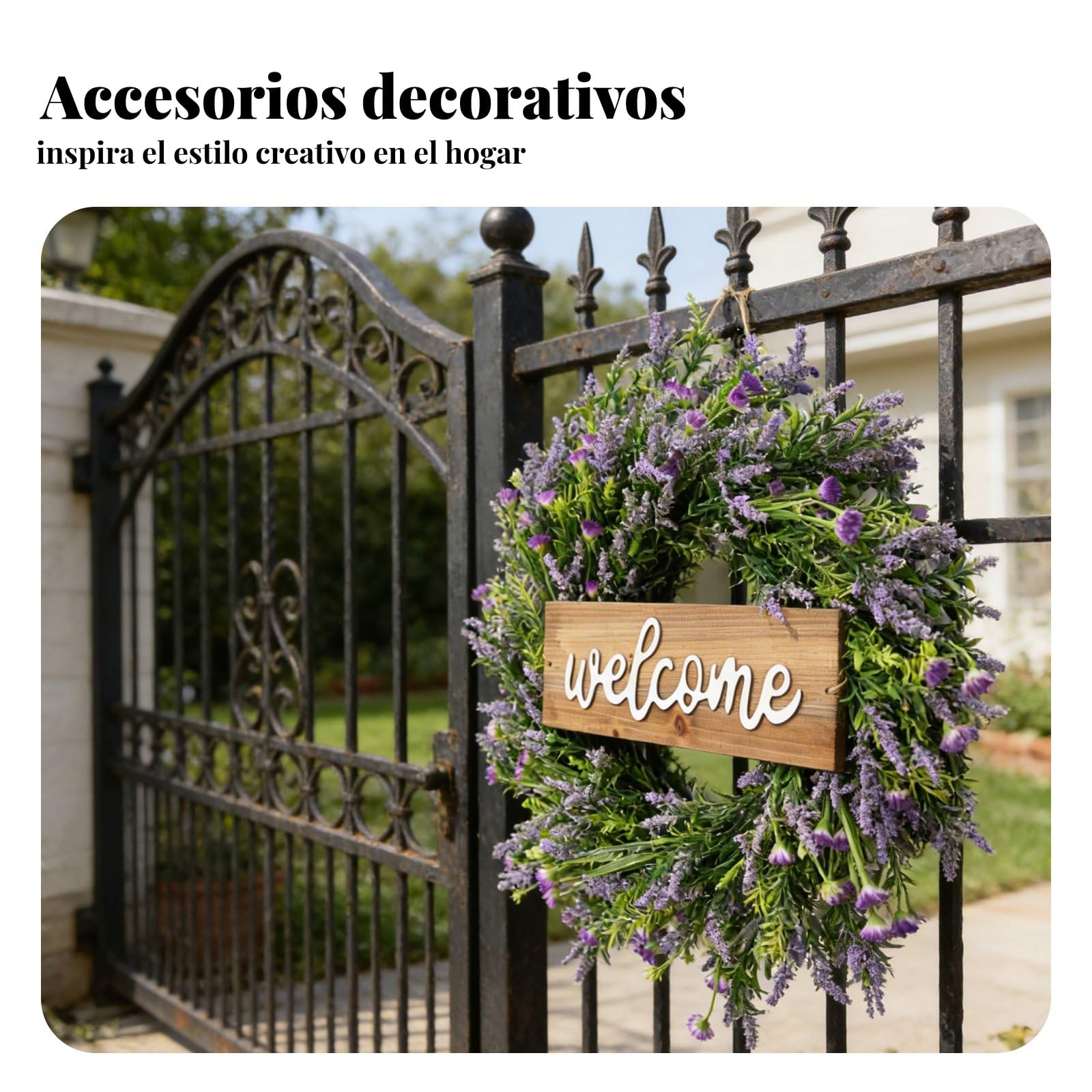 Ghirlanda di Lavanda Finta con Foglie Verdi Lussureggianti E Base Durevole in Legno E Plastica Adatta per Appendere su Porta Finestra Decorazioni per Eventi Speciali, Viola, size to 4