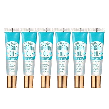 Ruby Kisses Broadway Vita-Lip Clear Lip Gloss Argan Oil 6 Pack, Ultra-Hydrating & Soothing Formula with Multi-Vitamin Oils, High-Shine Non-Sticky Finish, Protecting Glossy Lip Balm With Vitamin E