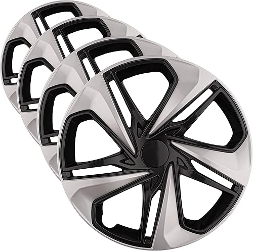 55103 - Tapacubos de repuesto prémium para Honda Civic 2019-2021, réplica de 16 pulgadas, color plateado y negro (juego de 4)