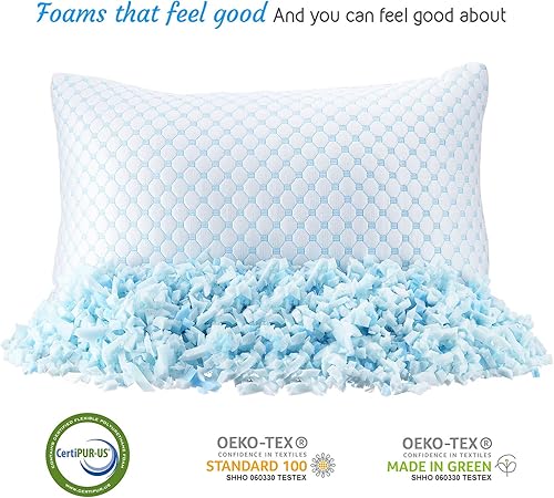Miniatura 3 de Clara Clark Almohadas refrescantes para dormir – Almohadas de espuma viscoelástica – Almohada de gel de lujo con funda reversible fresca a