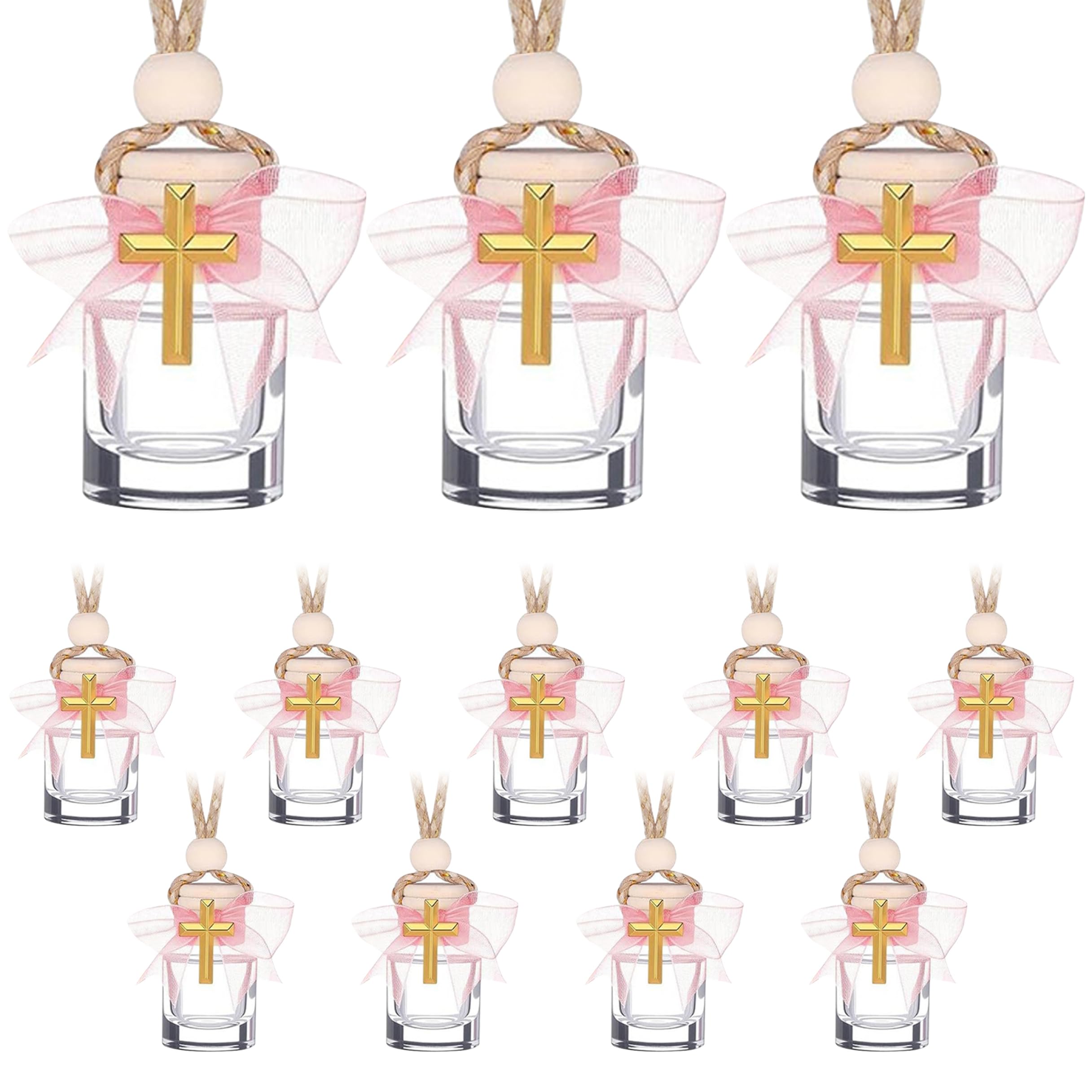 Eau bénite flacons en verre de baptême avec bouchon bois x12