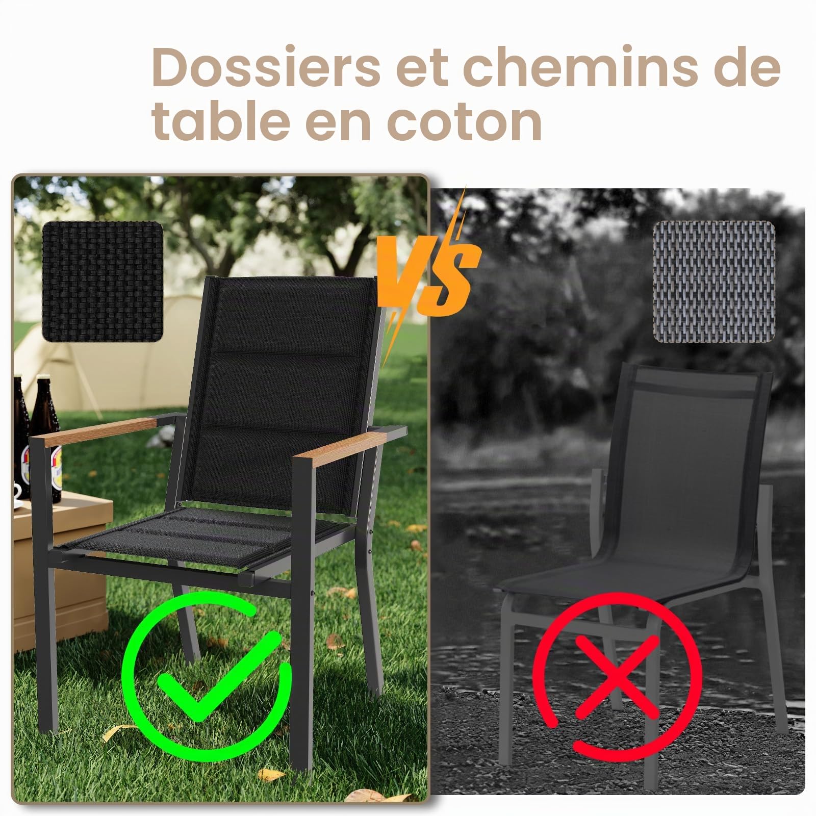 Devoko Ensemble De 2 Chaises De Jardin Exterieur, Chaise De Salle À Manger Empilable en Aluminium, Chaise Fauteuil, pour Le Jardin, La Piscine, La Terrasse, Meubles d'extérieu, Gris Foncé