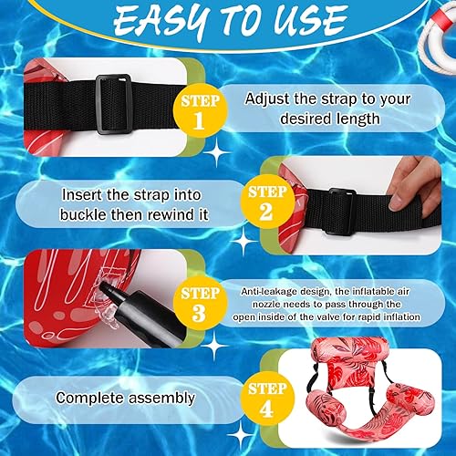 Miniatura 4 de Sillas flotantes de piscina para adultos, sillas inflables de piscina, hamaca ajustable, silla flotante de agua, patrón de plantas tropicales,