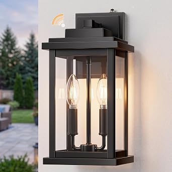 VIANIS 14.2 in Large Black Dusk to Dawn Outdoor Lights for House,Waterproof