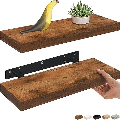 Miniatura 18 de Ballucci Estante flotante, estante de pared de madera de 36 pulgadas con soportes invisibles para baño, sala de estar, dormitorio, cocina, Negro