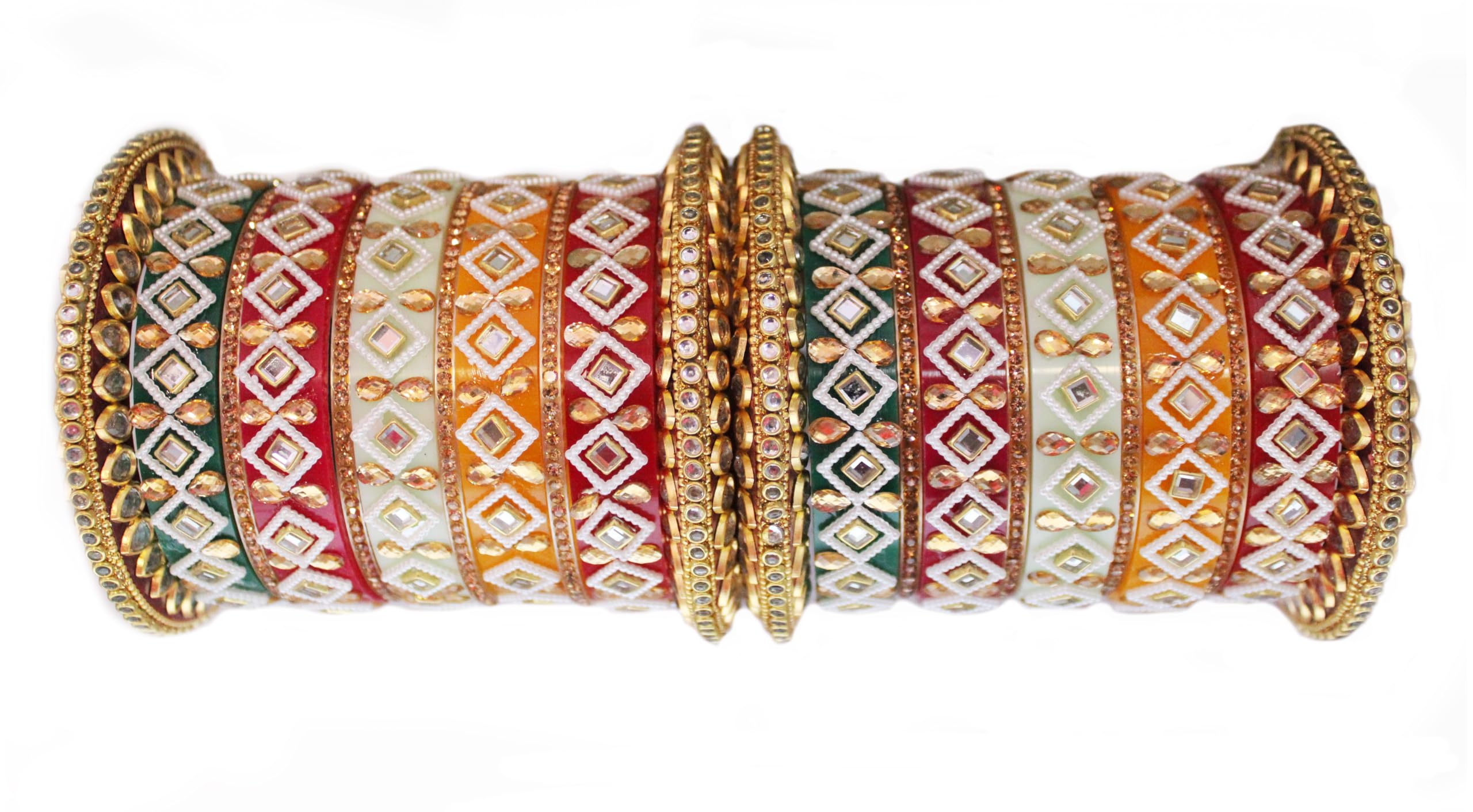 Anwar Rajasthani Rajwadi Radiant Spectrum: Designer Colorful Bangle Set (M(26)) (B0CSW6T9PG) Amazon Price History, Amazon Price Tracker
