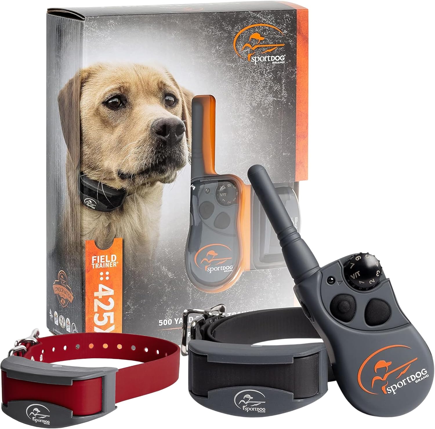SportDOG Brand FieldTrainer 425XS Stubborn Dog Remote Trainer with Add-A-Dog Collar - Rechargeable Training Collar with Static, Vibrate, and Tone - 500 Yard Range - SD-425XS