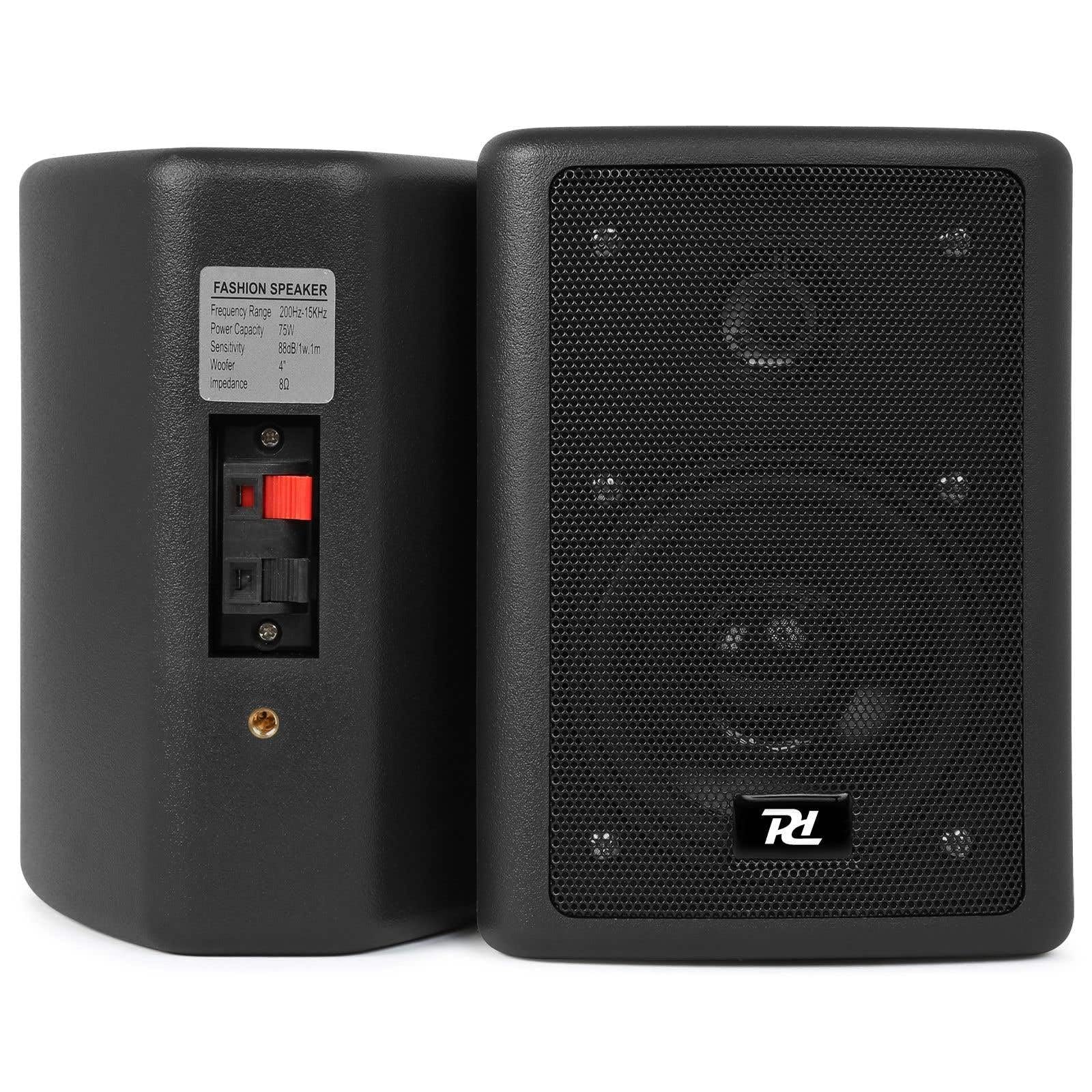 Power Dynamics ODS40B - Paire d’Enceintes Passives 2 Voies 75 W Noires, Fixation Murale Incluse, Installation Audio Pro, Bars, Bureaux & Espaces Commerciaux