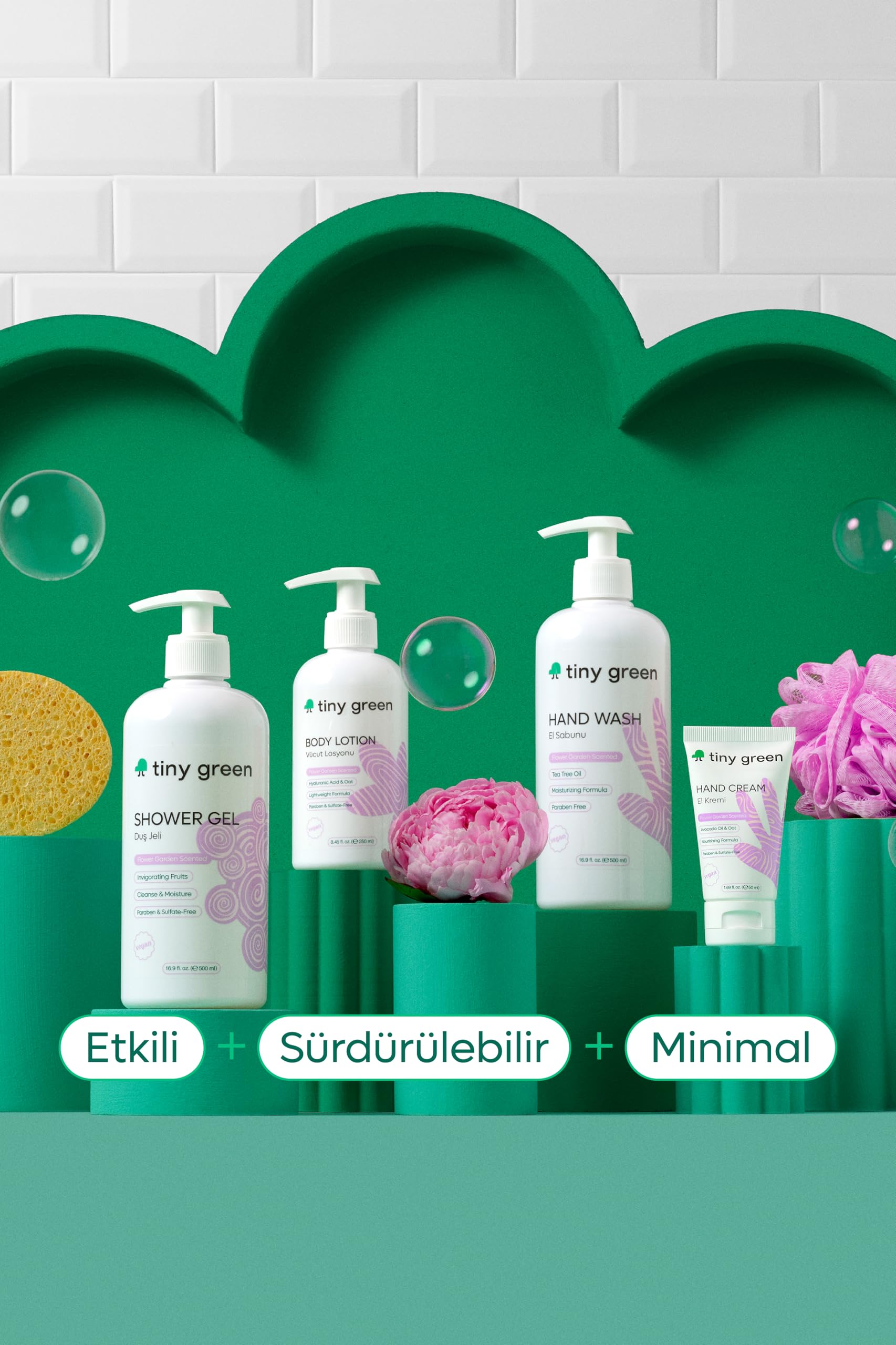 Tiny Green Vücut Losyonu Çiçek Bahçesi Günlük Nemlendirme - 250 ml (2 paketi)